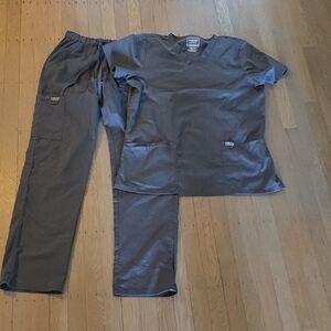 Cherokee Women's Charcoal Scrub Pants And Top. Size Med
